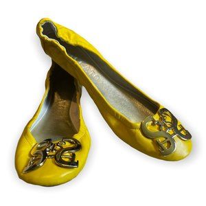 Staccato women’s leather ballerina flat design yellow shoe size 37 or 6.5 US